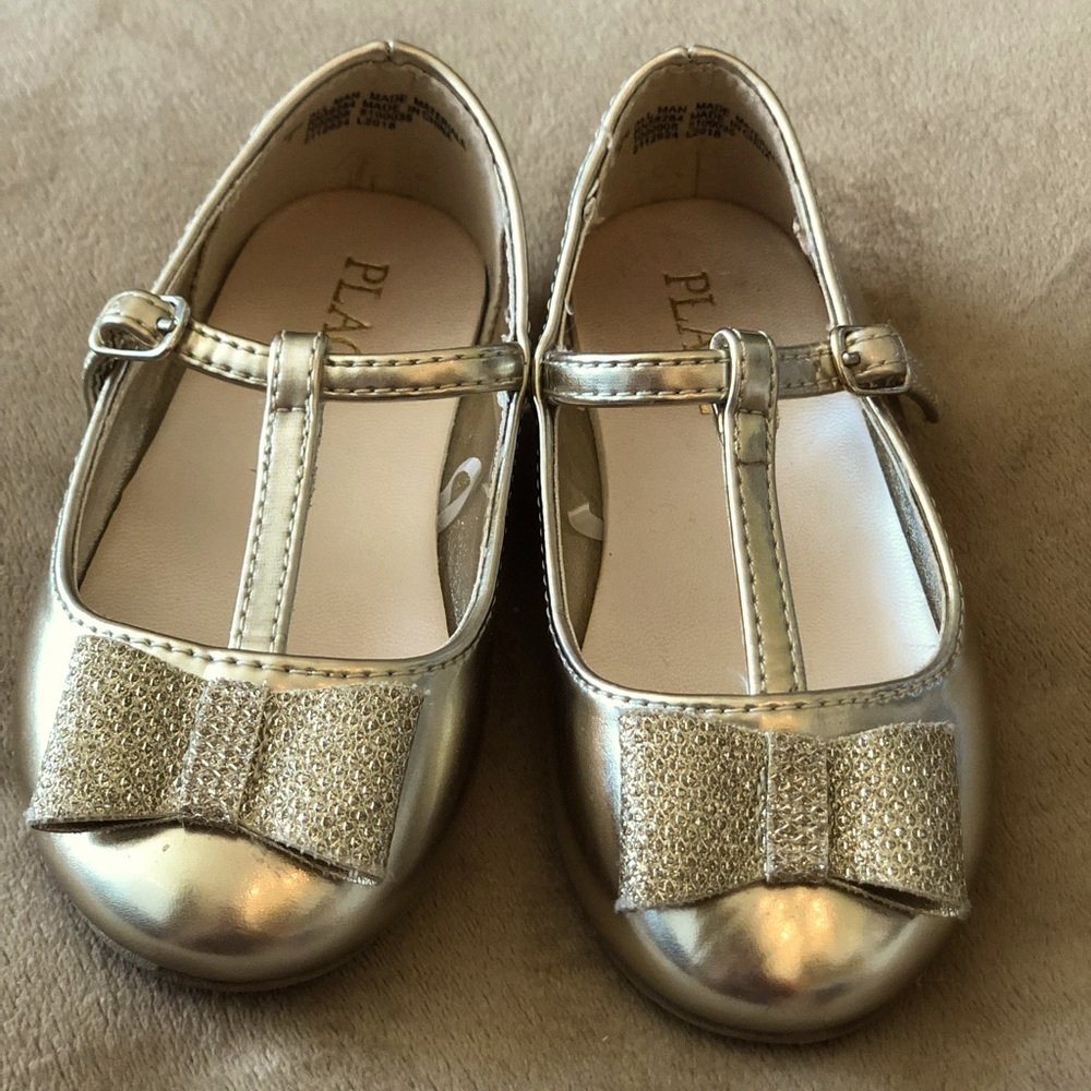 Gold Toddler Dress T-Straps